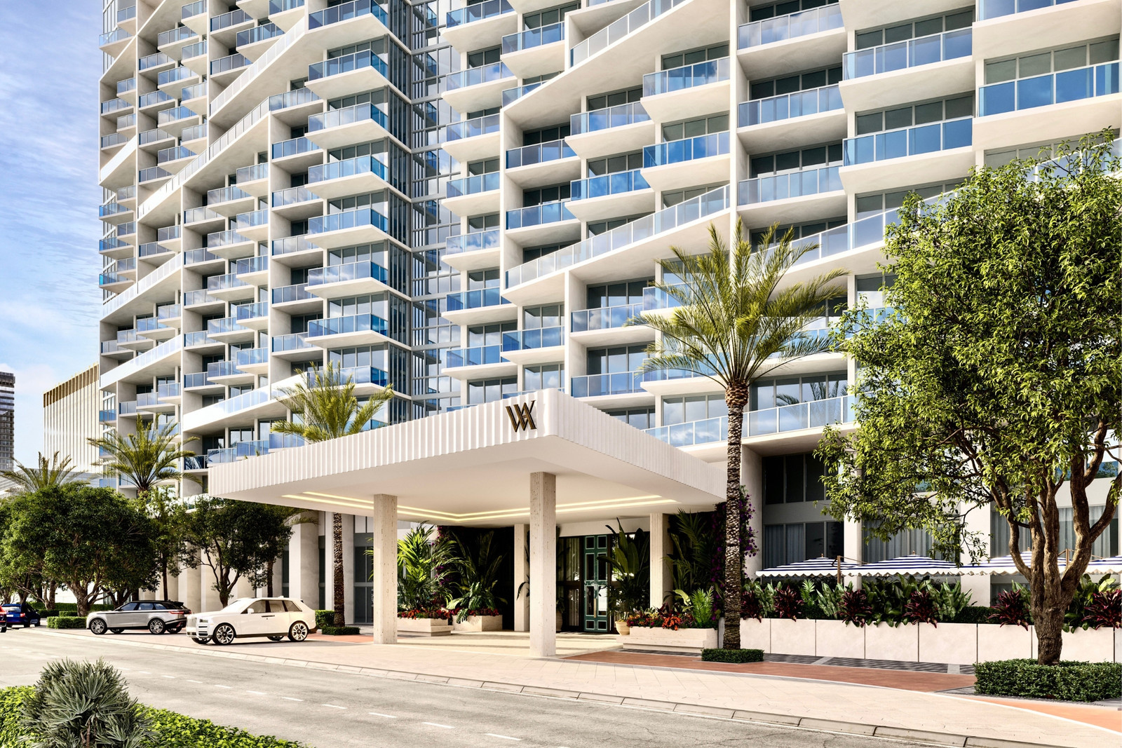 Oceanfront view of a South Beach luxury resort along the Miami Beach coastline under sunny skies.