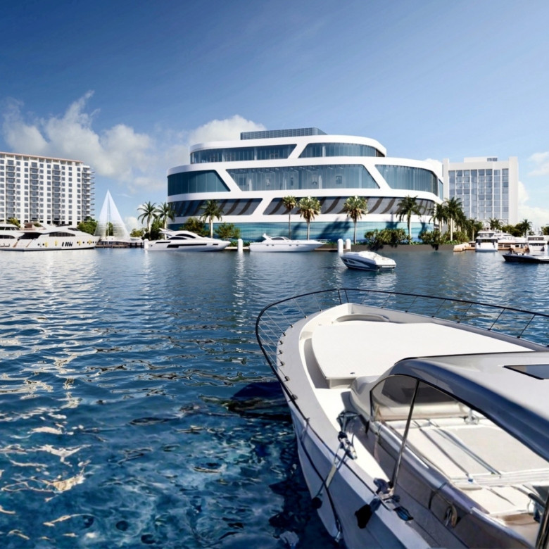 Existing Fort Lauderdale waterfront canal and coastal promenade area planned for the Fort Lauderdale waterfront project.