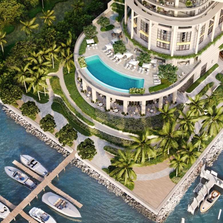 Brickell waterfront skyline in Miami near the St. Regis Residences Miami site.