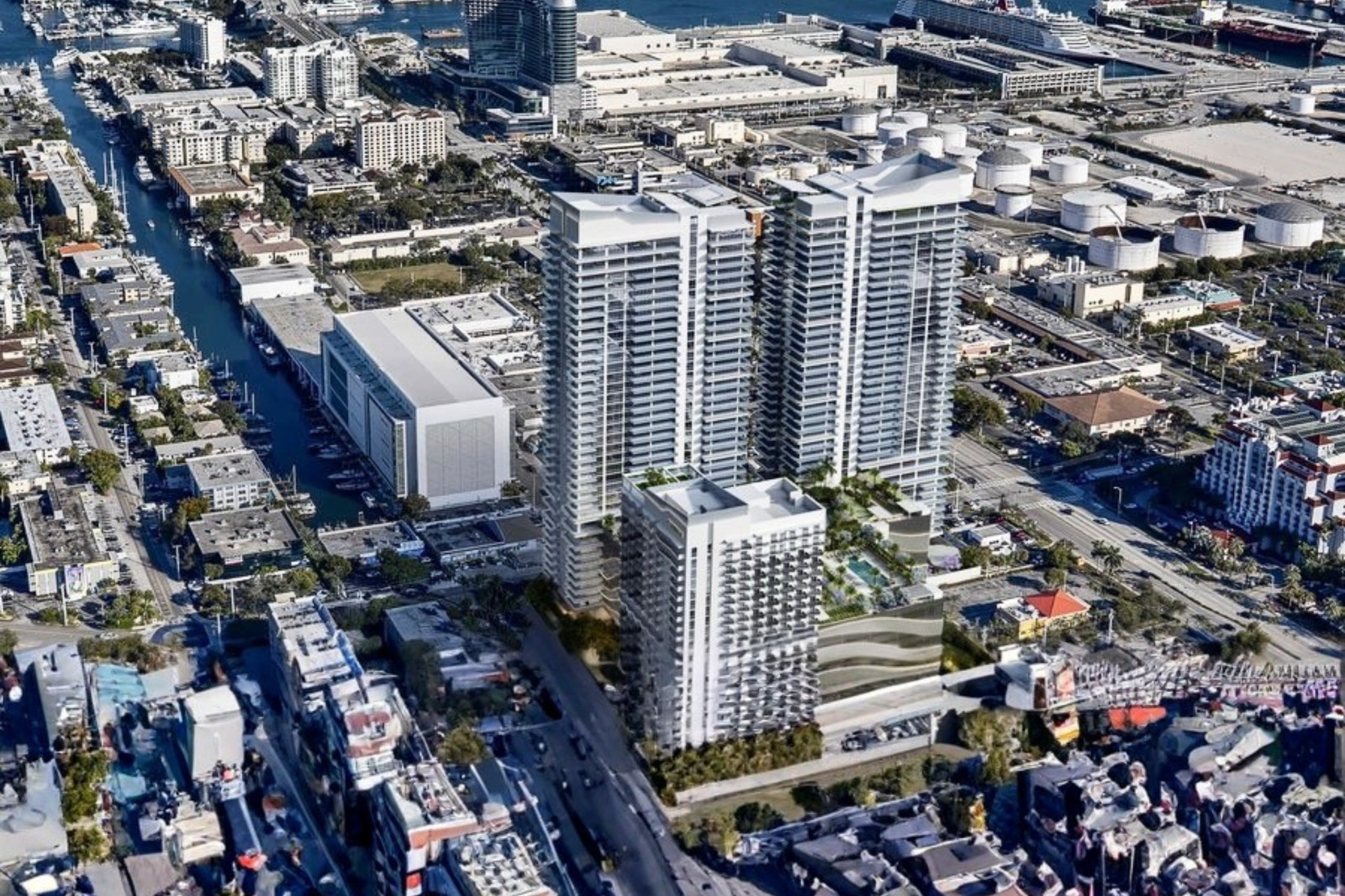 Existing streetscape near the site of the proposed Fort Lauderdale apartment development.