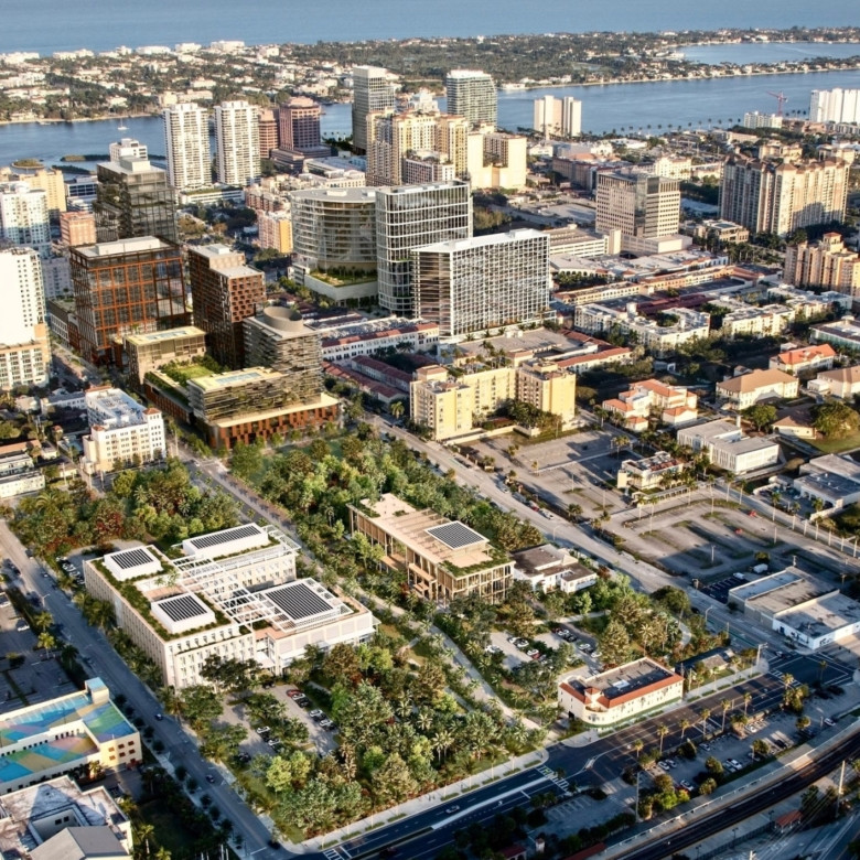 A view of downtown West Palm Beach streetscape where the new downtown West Palm Beach campus is planned.