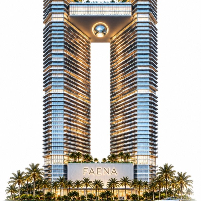 Downtown Miami skyline along the Miami River near the Faena Residences Miami penthouse site.